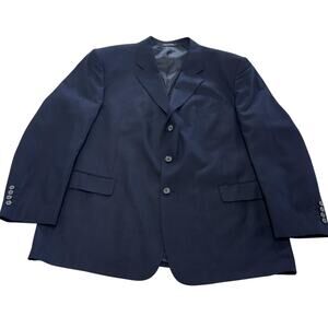 Rochas Blazer Mens 46R Navy Blue Wool Silk Blend Designer Classic Suit‎ Jacket